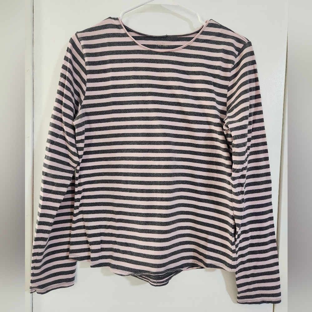 Gap Striped Long Sleeve Tee - Pink & Grey